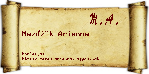 Mazák Arianna névjegykártya
